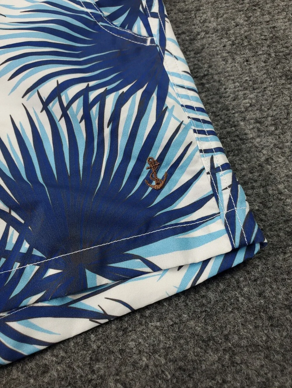 Retromarine New York Swim Trunks Mens 38 Tropical Hawaiian Print Blue White